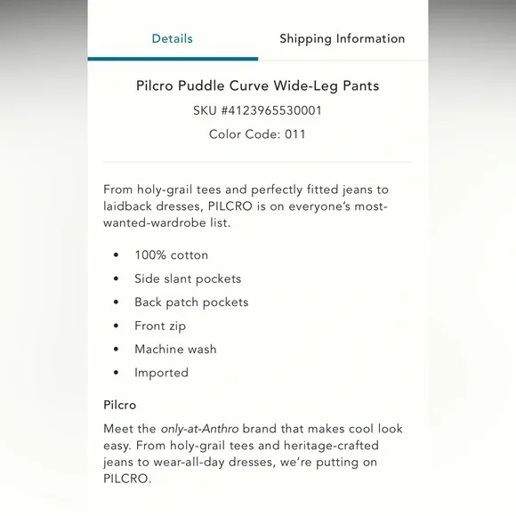 Pilcro puddle curve wide leg pants size 27 - Picture 5 of 16